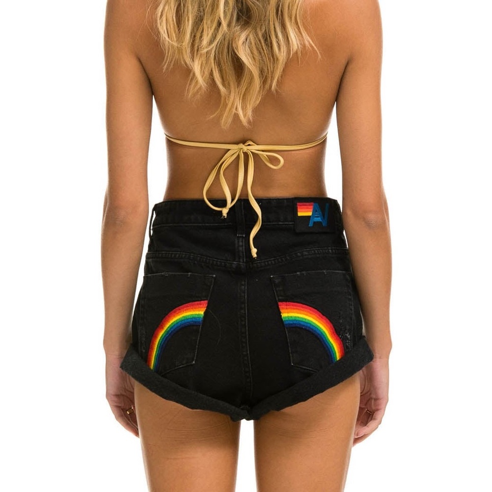 Aviator nation, rainbow denim shorts